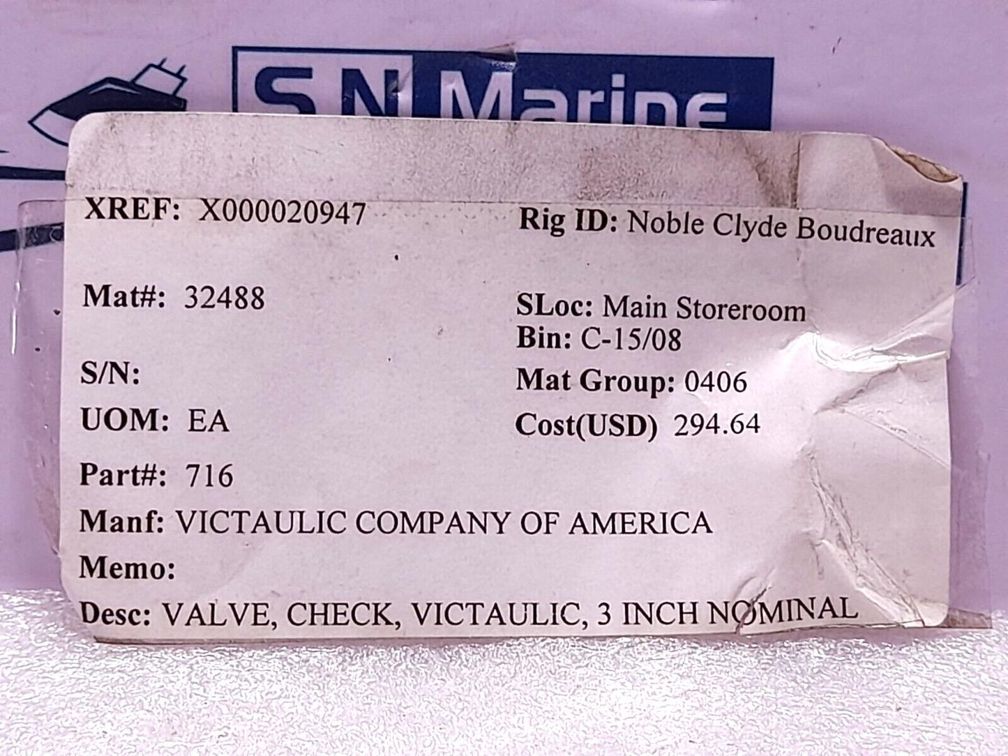 Victaulic V030716PE0 Check Valve Series 716 Size 3_88.9 300 PSI 20 Bar