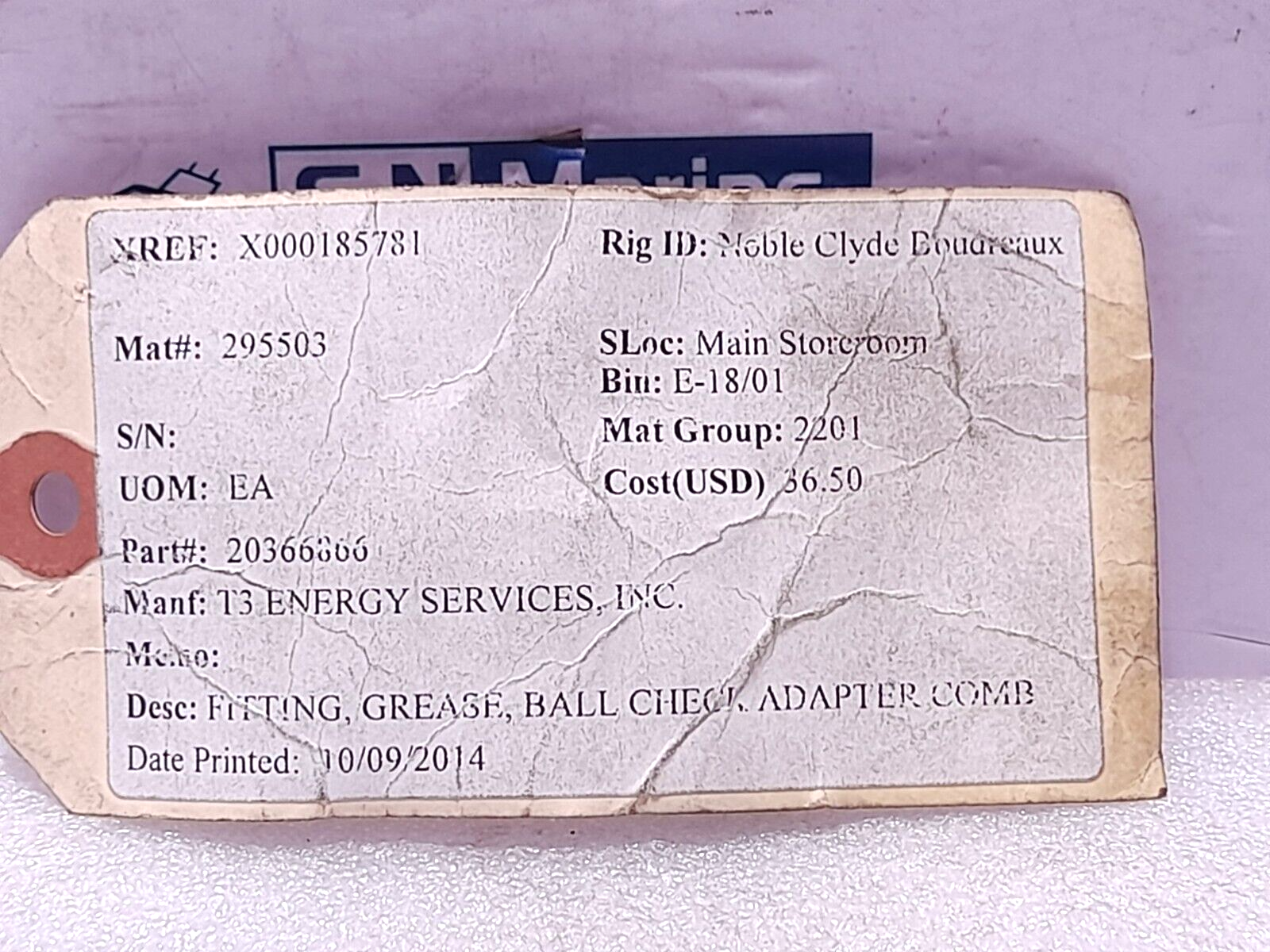 T3 Energy 20366866 Grease Fitting Ball Check Adapter Comp