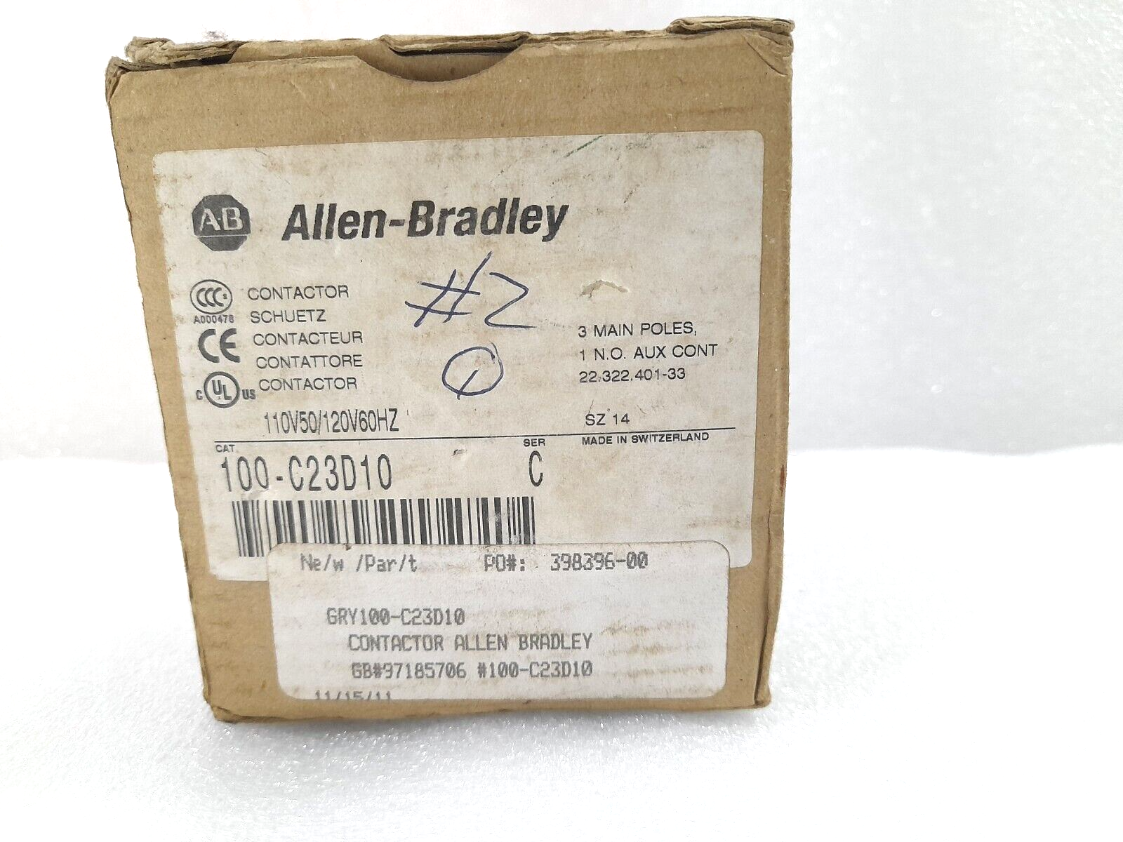 Allen Bradley 100-C23D10 Ser C Contactor 110V50Hz 120V60Hz C23