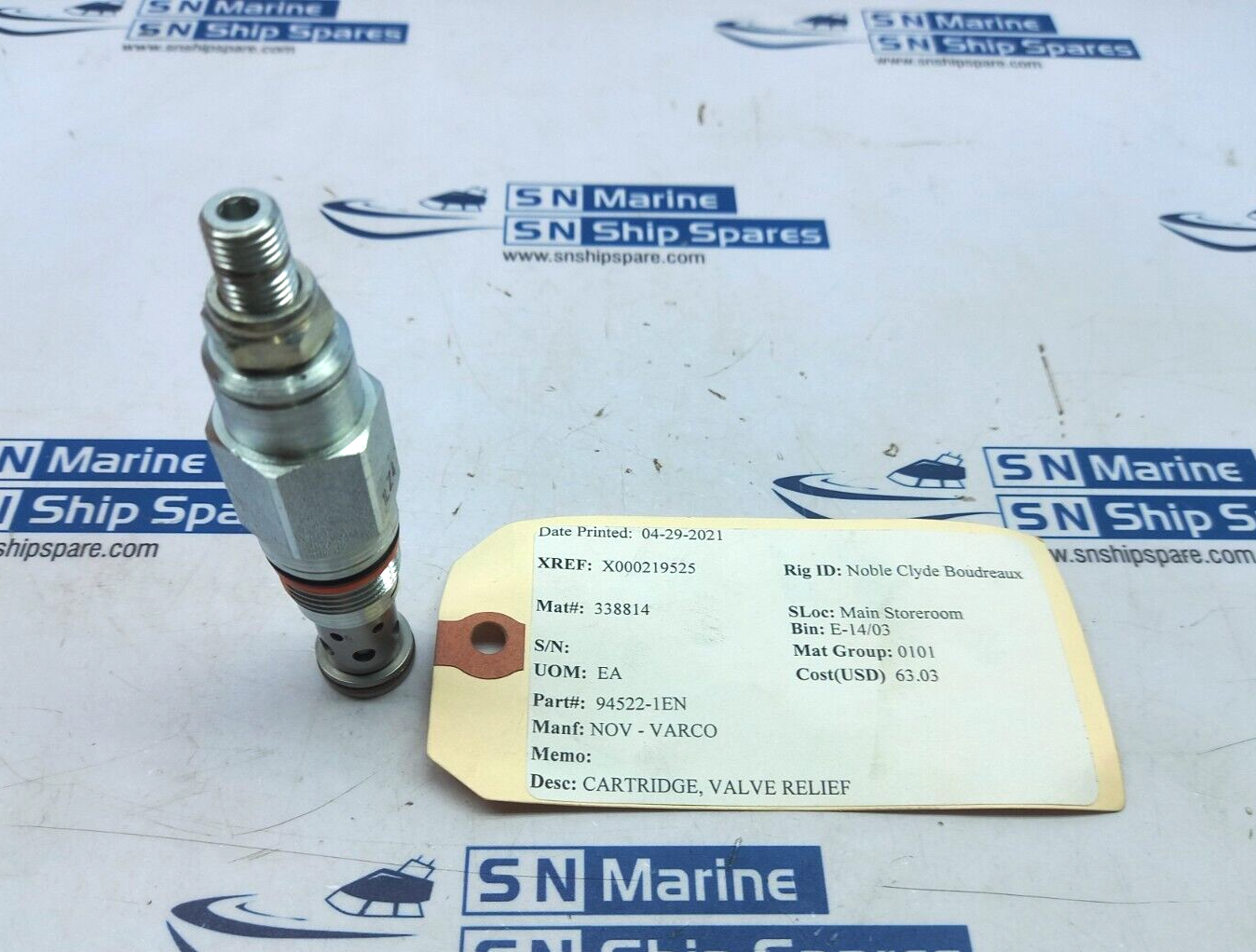Sun Hydraulics RDDA-LEN Relief Cartridge Valve Nov-Varco 94522-1EN