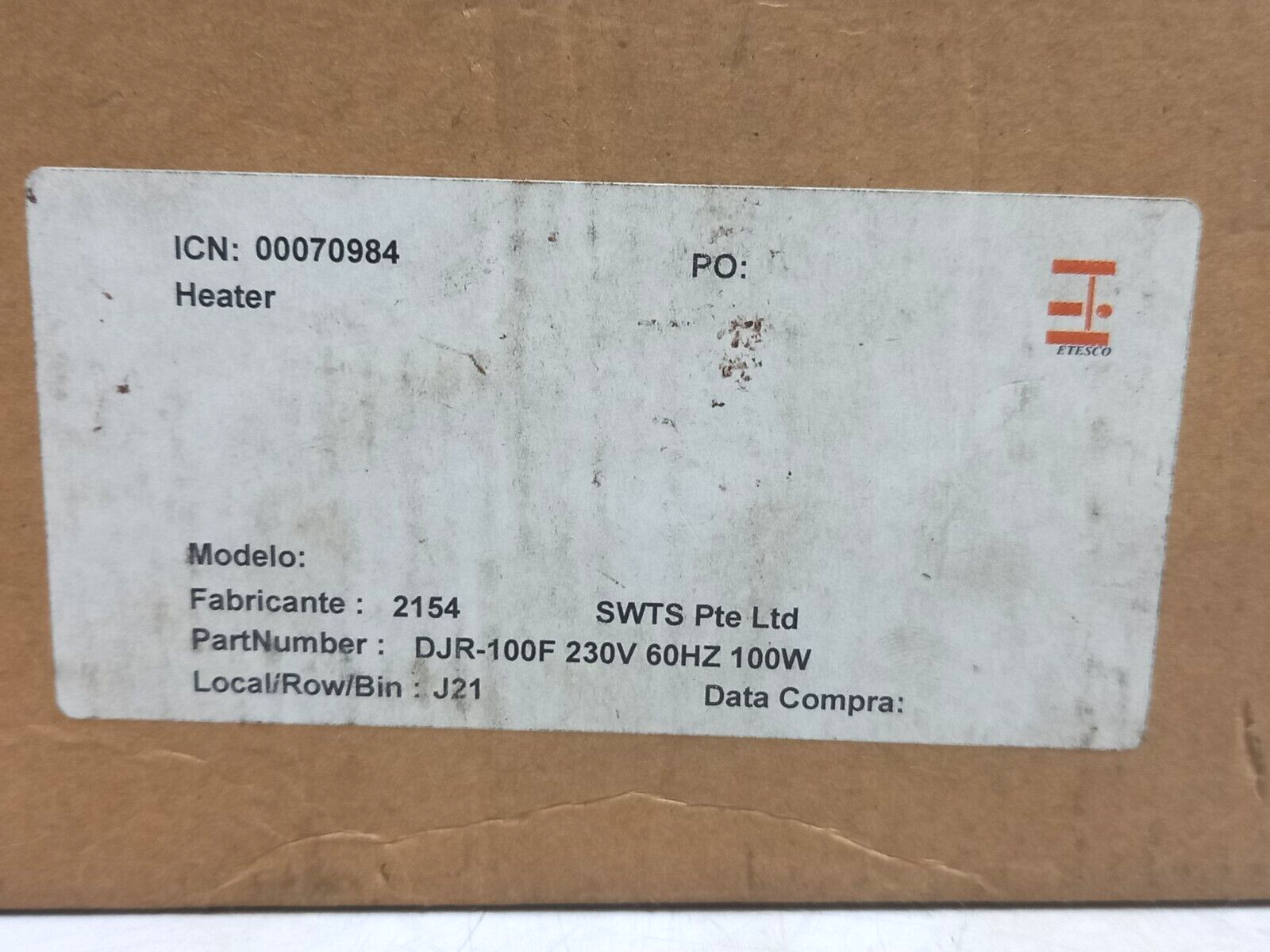 SWTS DJR-100F Heater 230V 60Hz 100W