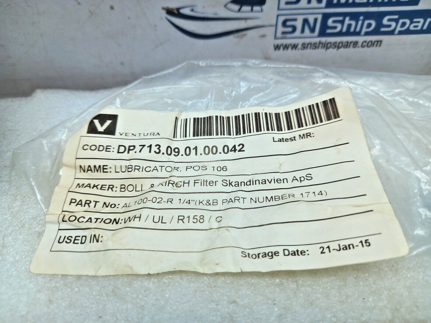 SMC AL20-F02 Lubricator Pos 106 Max Press 1.0MPa Boll & Kirch AL100-02-R ¼”