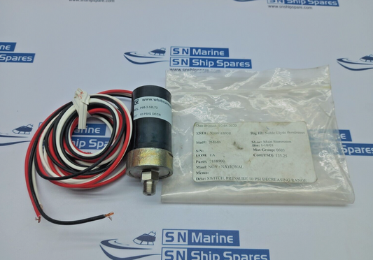 Whiteman P95-3-52L72 Pressure Switch 5A 250Vac Max Press 4000 NOV 78118900 (1)