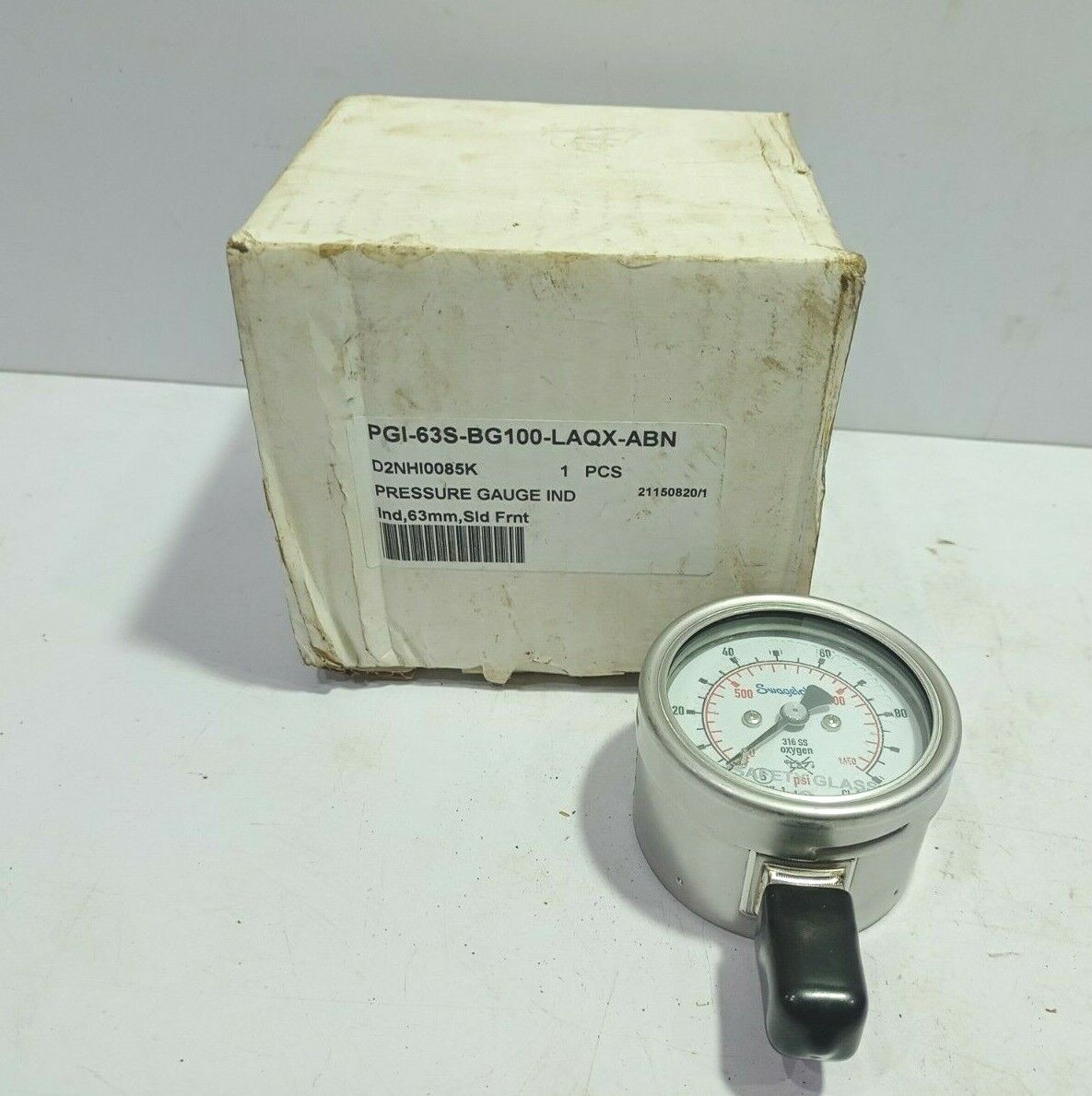 Swagelok PGI-63S-BG100-LAQX-ABN Pressure Gauge D2NHI0085K 0-1450PSI 0-100Bar