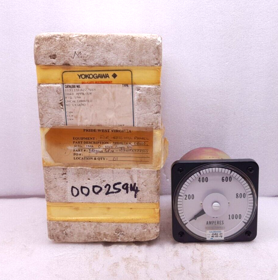 Yokogawa 103111FAZZ7SSY DB40 Ammeter RTG 1MA 0-1000DC Amperes