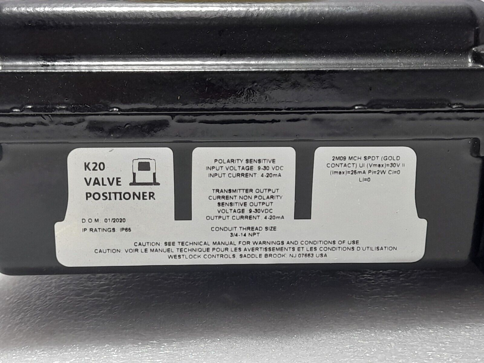 Westlock K20 Valve Positioner K20SISAV0CBBF Electro Pneumatic K20 Positioner