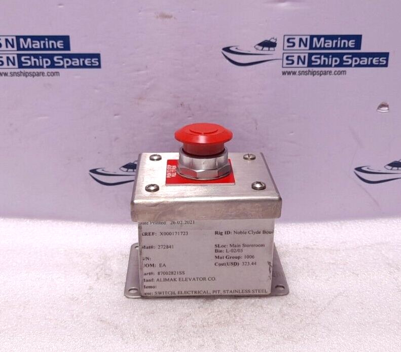 Alimak Elevator 8700282-1SS Electrical Switch PIT Stainless Steel 87002821SS
