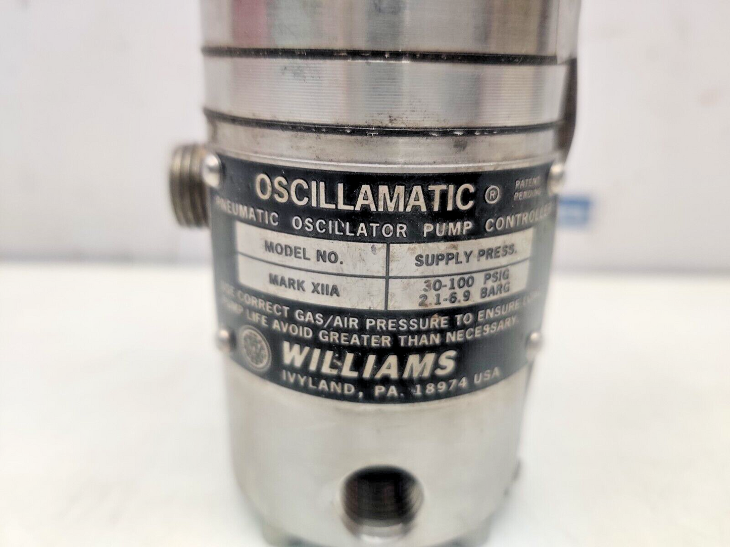 WILLIAMS MARK XIIA Pneumatic Oscillator Pump Controller 30-100Psig 2.1-6.9 Barg