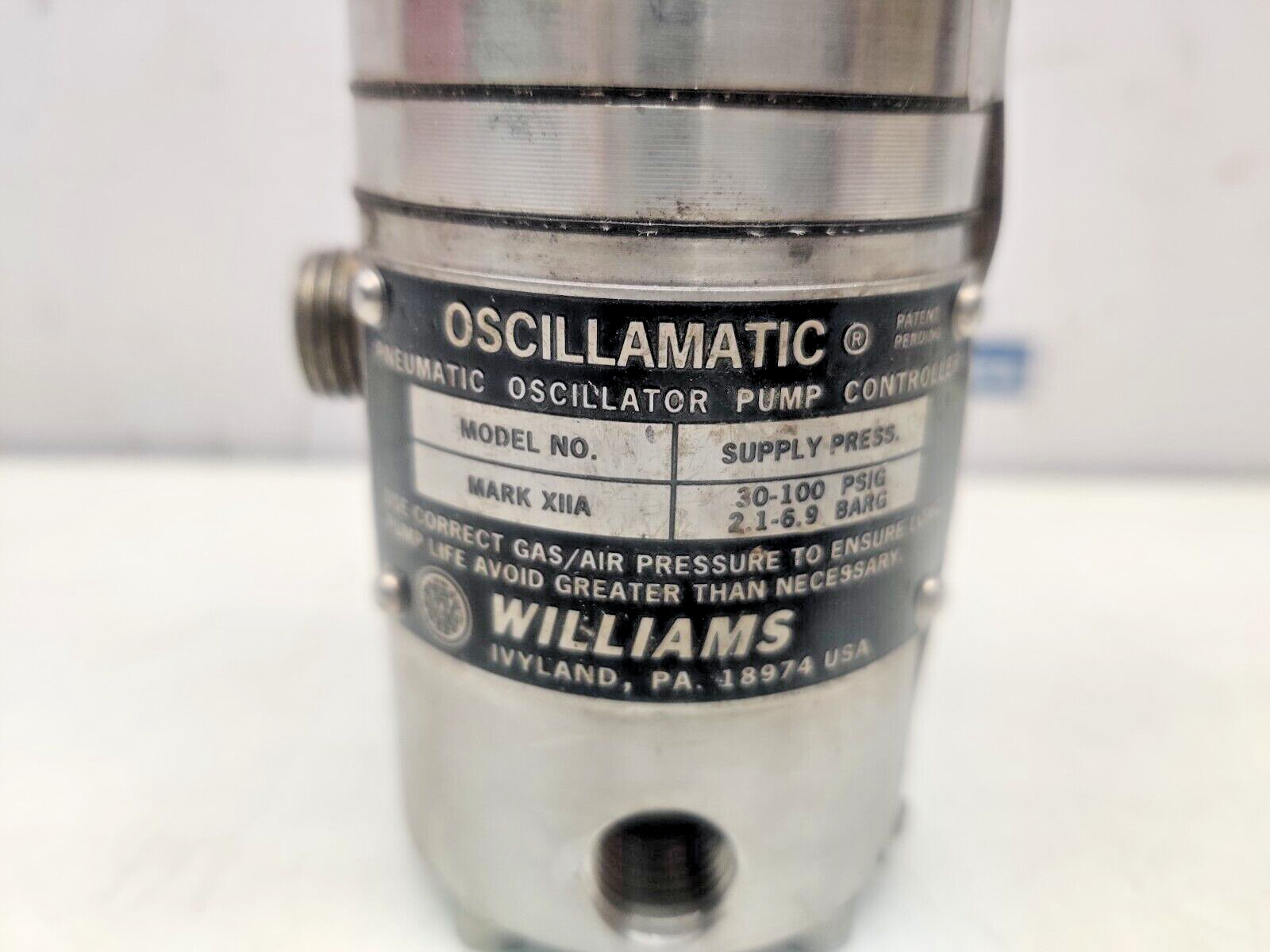 WILLIAMS MARK XIIA Pneumatic Oscillator Pump Controller 30-100Psig 2.1-6.9 Barg