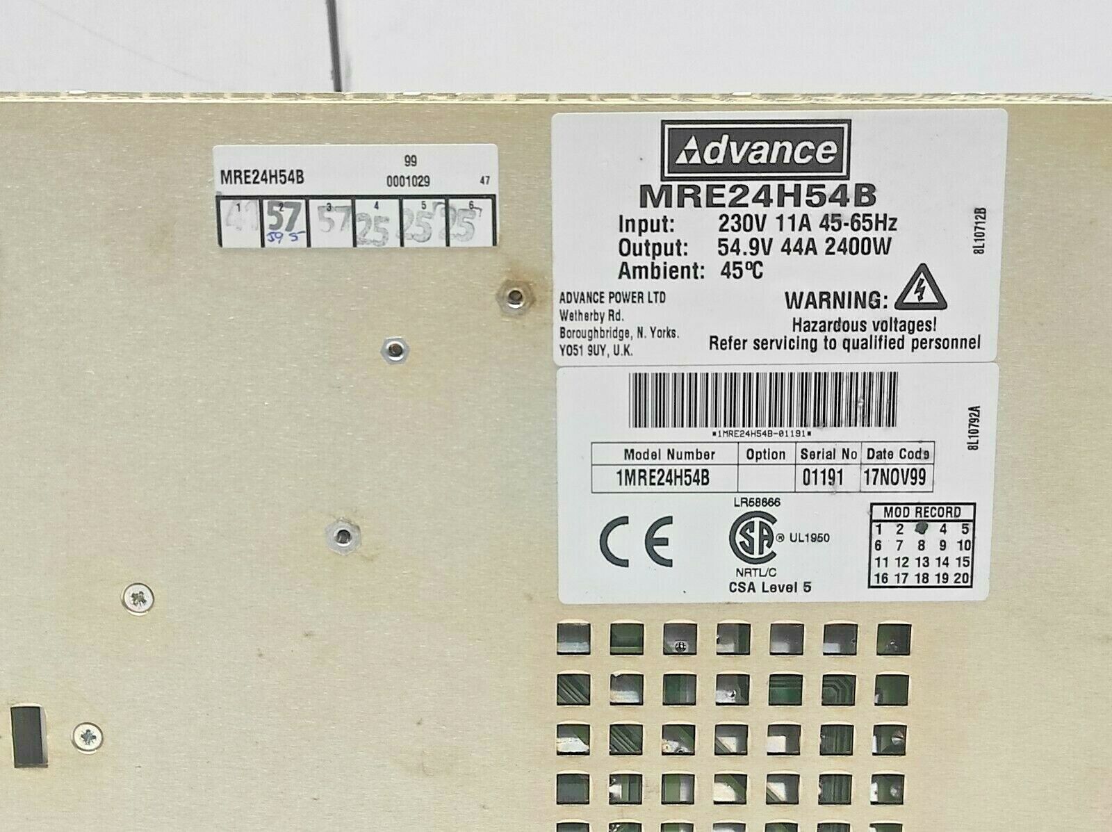 Advance Power MRE24H54B Rectifier MRE2400 1MRE24H54B