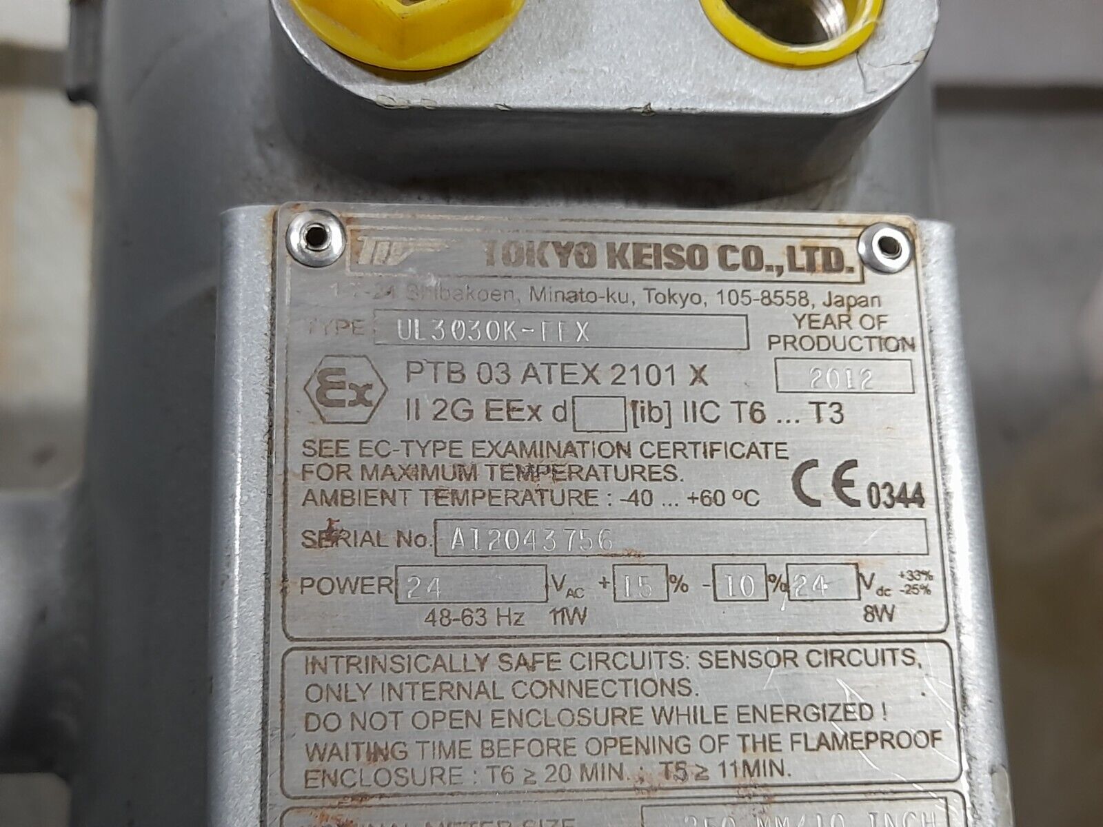 Tokyo Keiso UL3030K-EEX 3-BEAM Compact Ultrasonic Flowmeter 24VDC 250mm