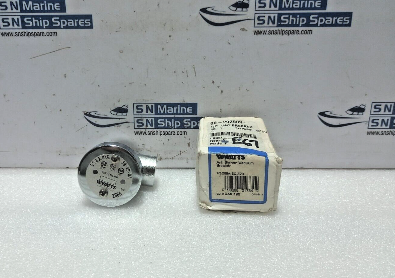 WATTS ½ 288A-SC-Z23 Anti-Shiphon Vacuum Breaker 180°F/125Psi