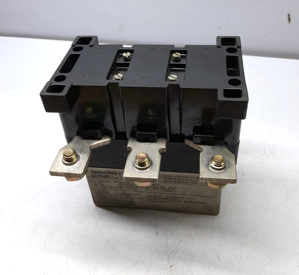 Sprecher Schuh CEF1-22 Electronic Motor Protector Relay Cont 95…98 Ith=4A In=400