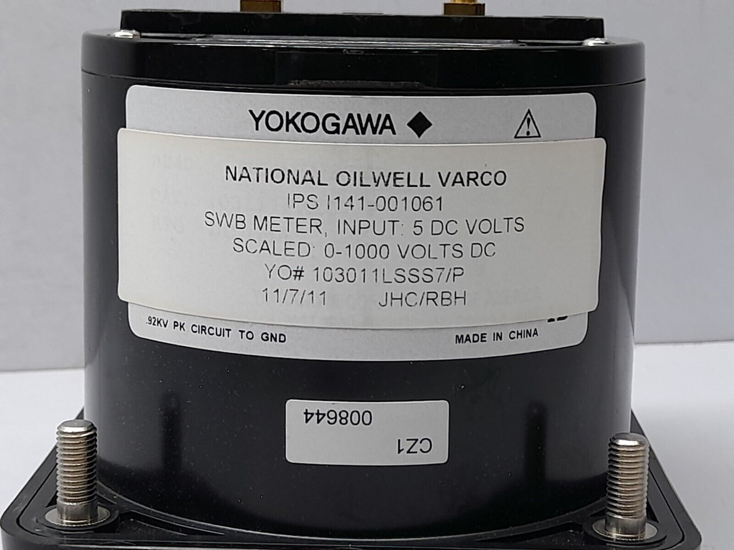 Yokogawa NOV IPS I141-001061 Voltmeter DC 103-011-LSXX Scaled 0-1000 Volts DC