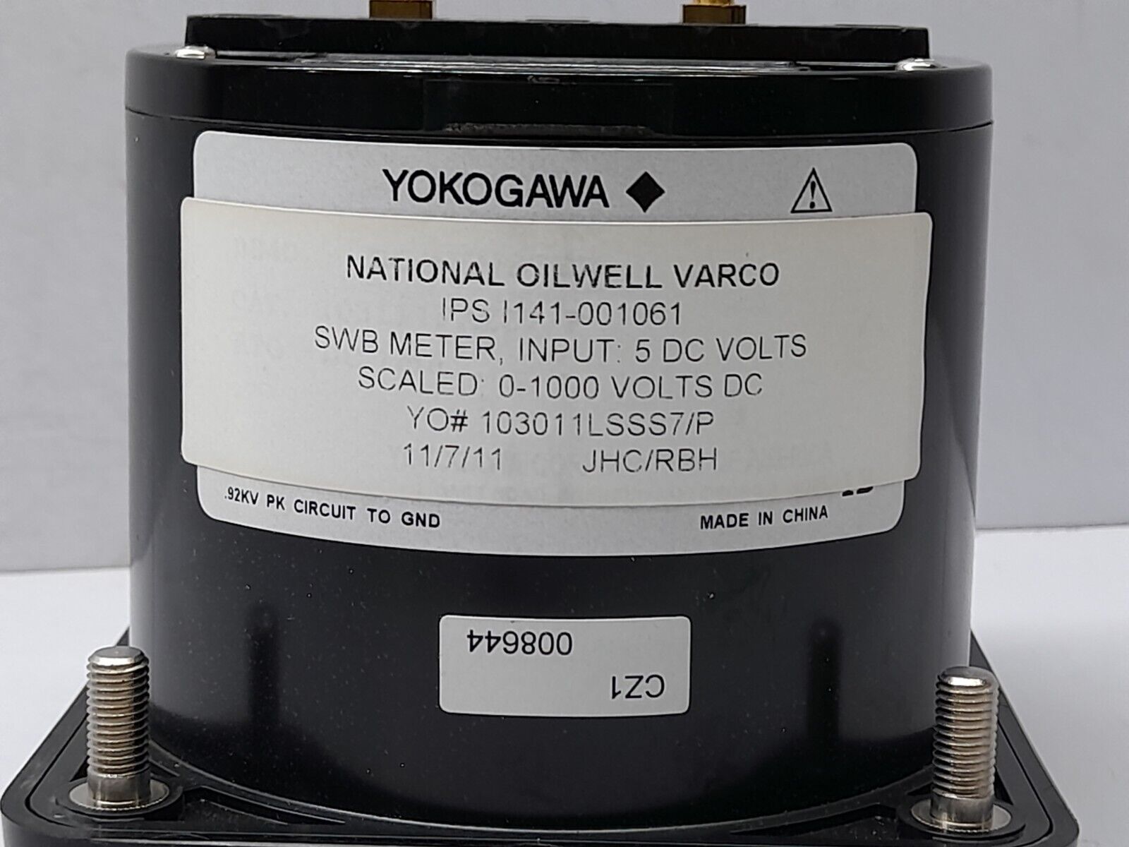 Yokogawa NOV IPS I141-001061 Voltmeter DC 103-011-LSXX Scaled 0-1000 Volts DC