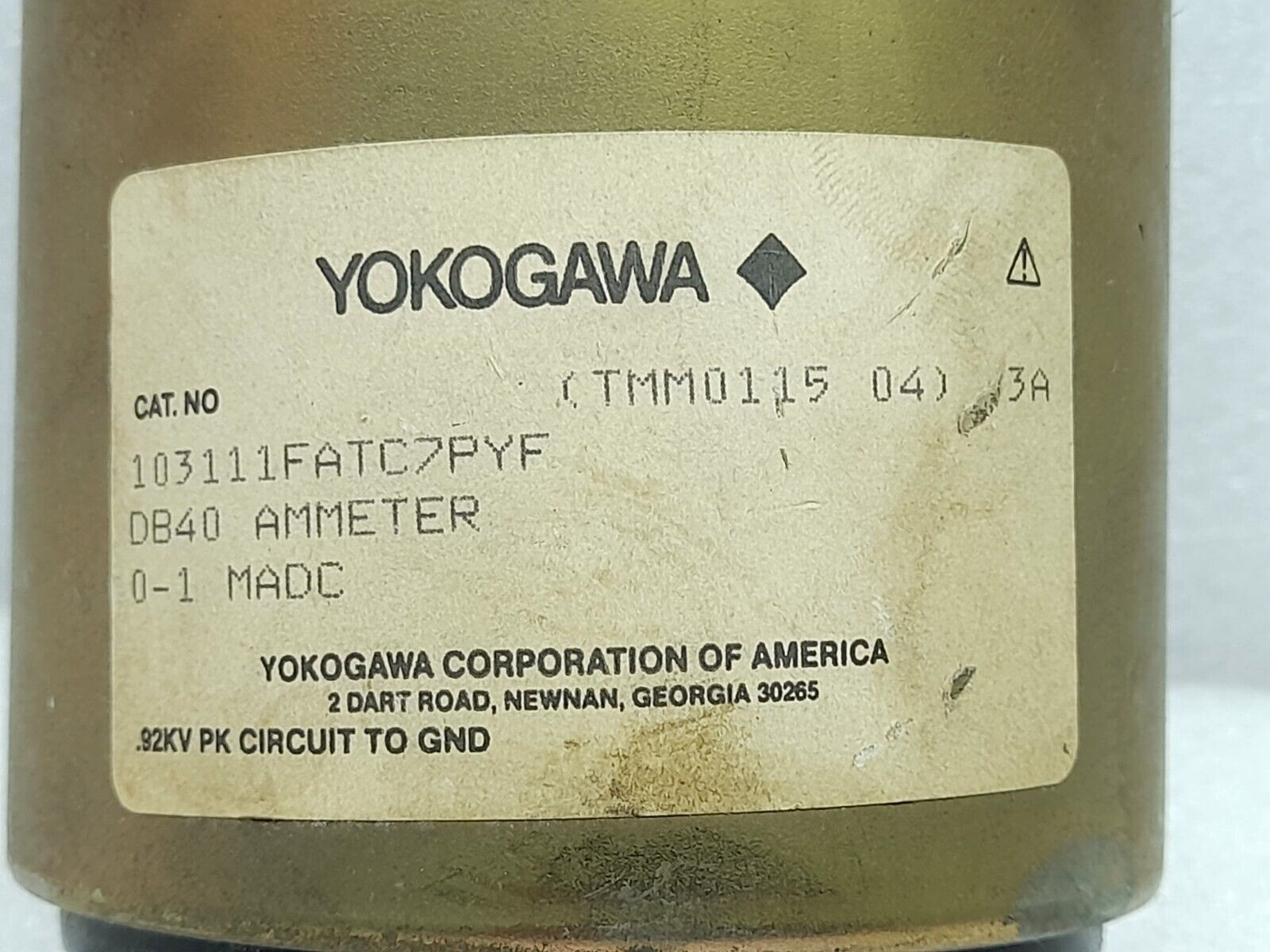 Yokogawa 103111FATC7PYF DB40 Ammeter 0-1MADC 0-1500 Kilovars