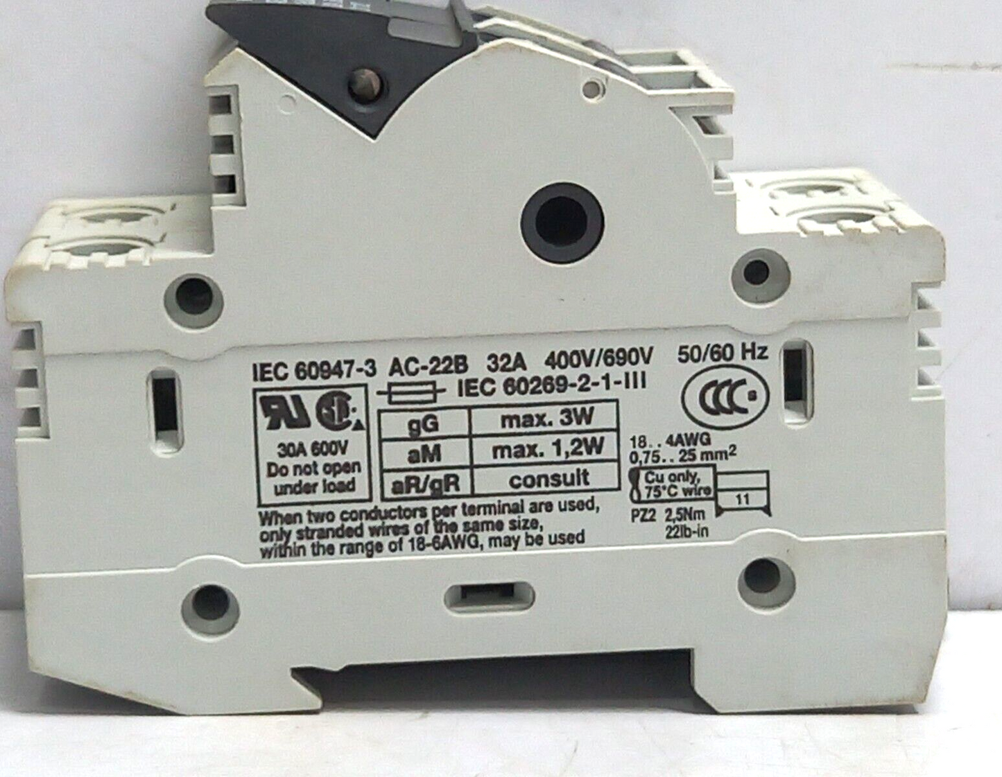 Wohner 31112.000 Holder For Cylindrical Fuses 10x38 2P AES 2x38 10x38 32A 690V~