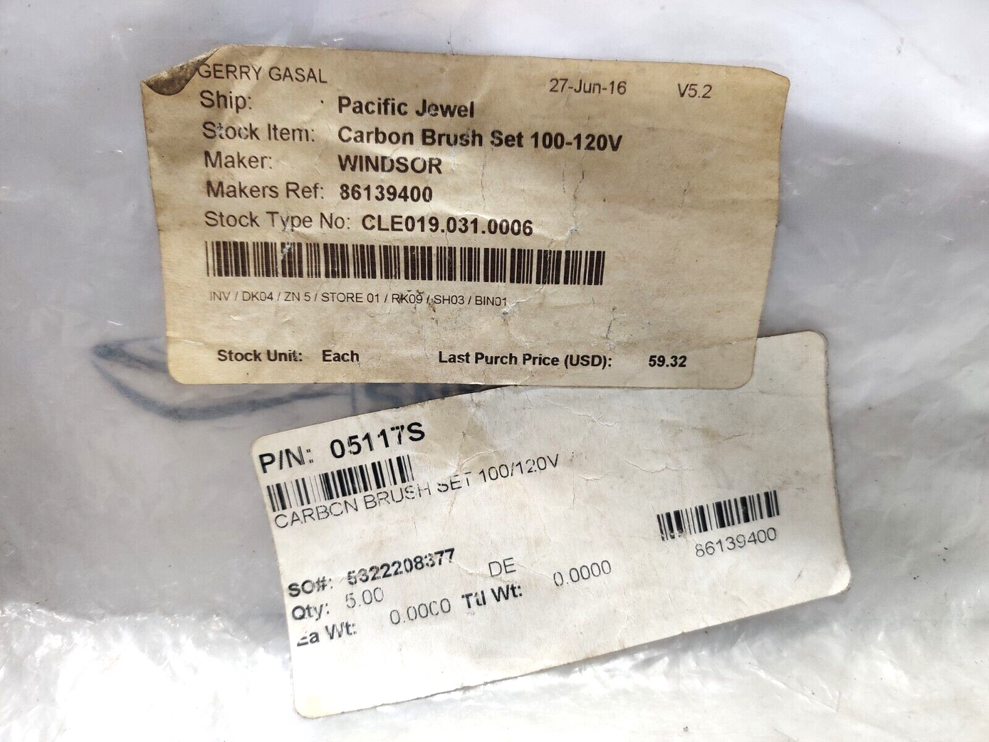 Windsor 86139400 Sensor Vaccum Motor 05117S Carbon Brush Set 100-120V 6 Pcs /Lot