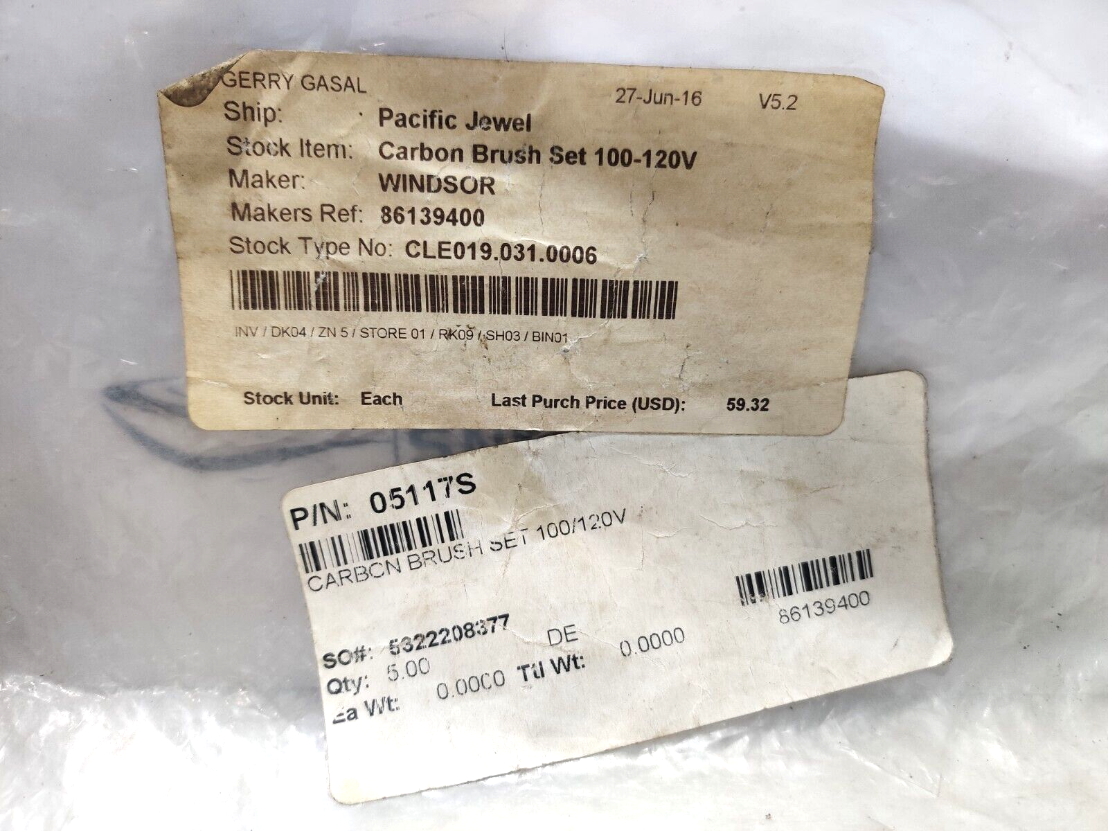 Windsor 86139400 Sensor Vaccum Motor 05117S Carbon Brush Set 100-120V 6 Pcs /Lot