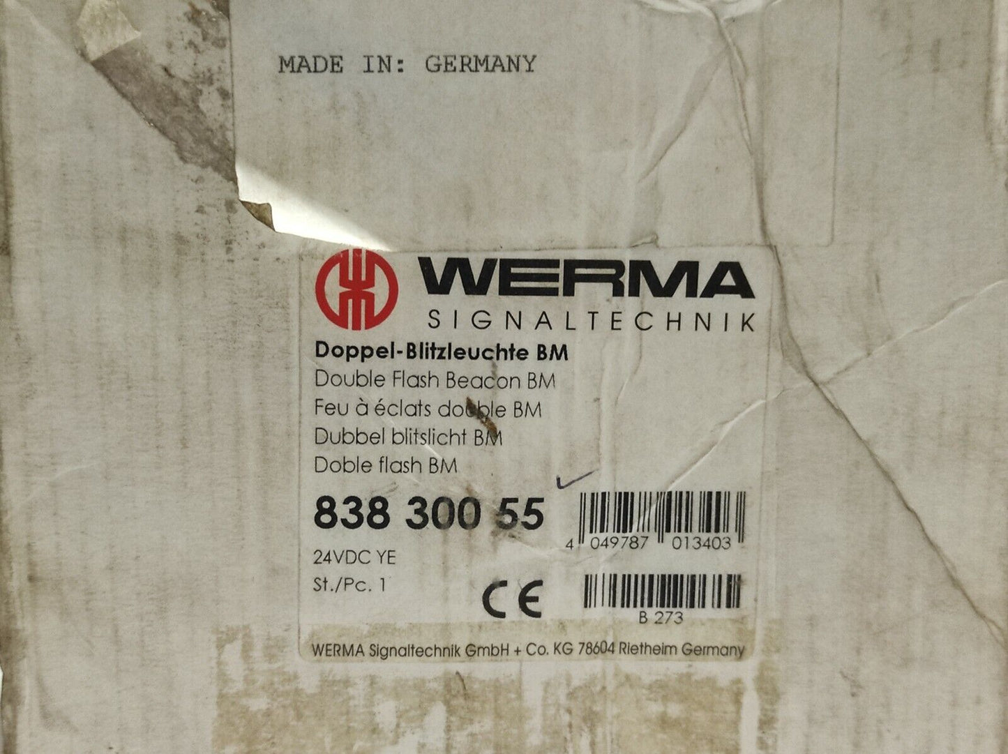 Werma 838 300 55 Double Flash Beacon BM 24VDC YE 83830055 838 X00 55 740.838.055