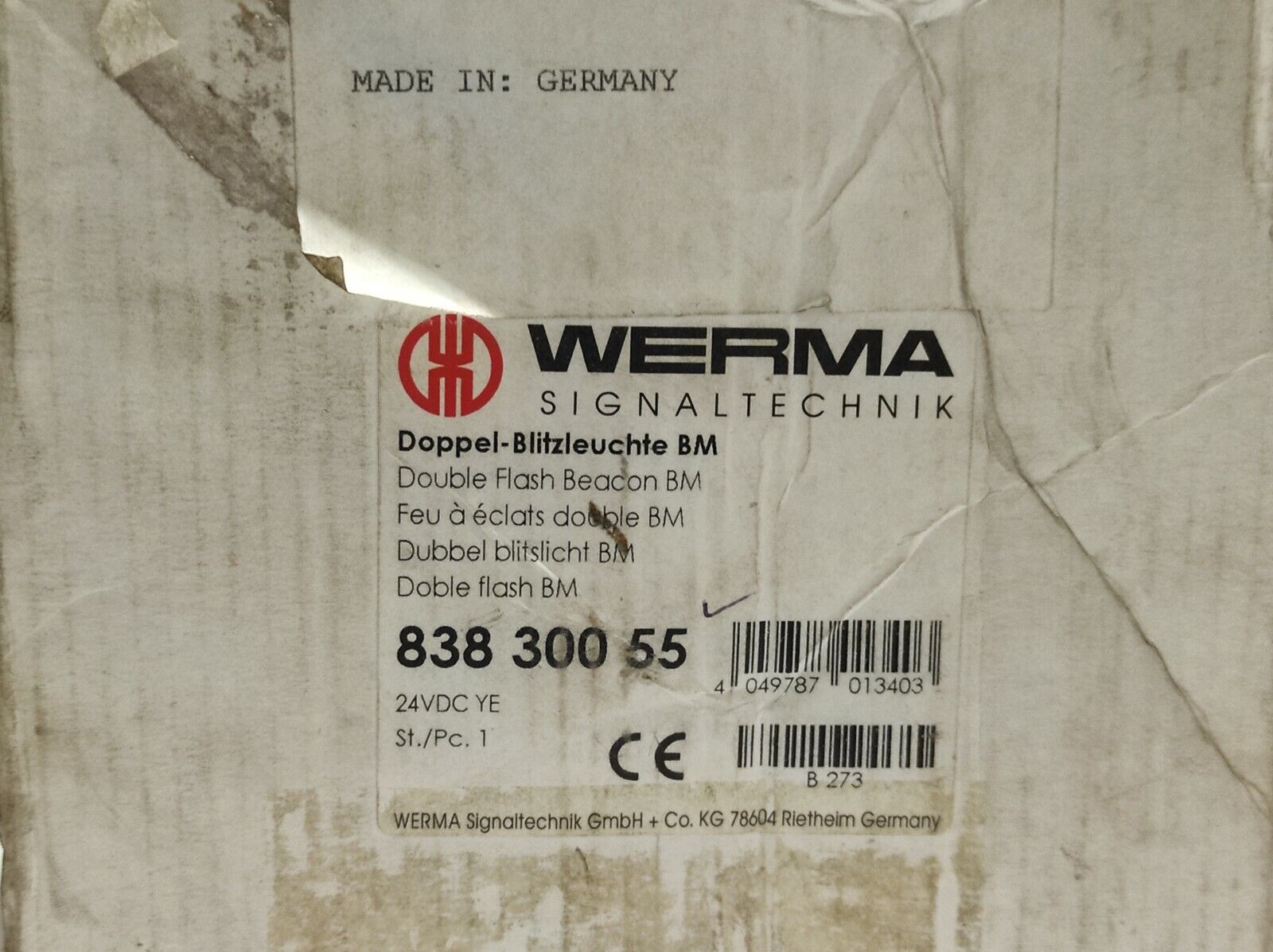 Werma 838 300 55 Double Flash Beacon BM 24VDC YE 83830055 838 X00 55 740.838.055