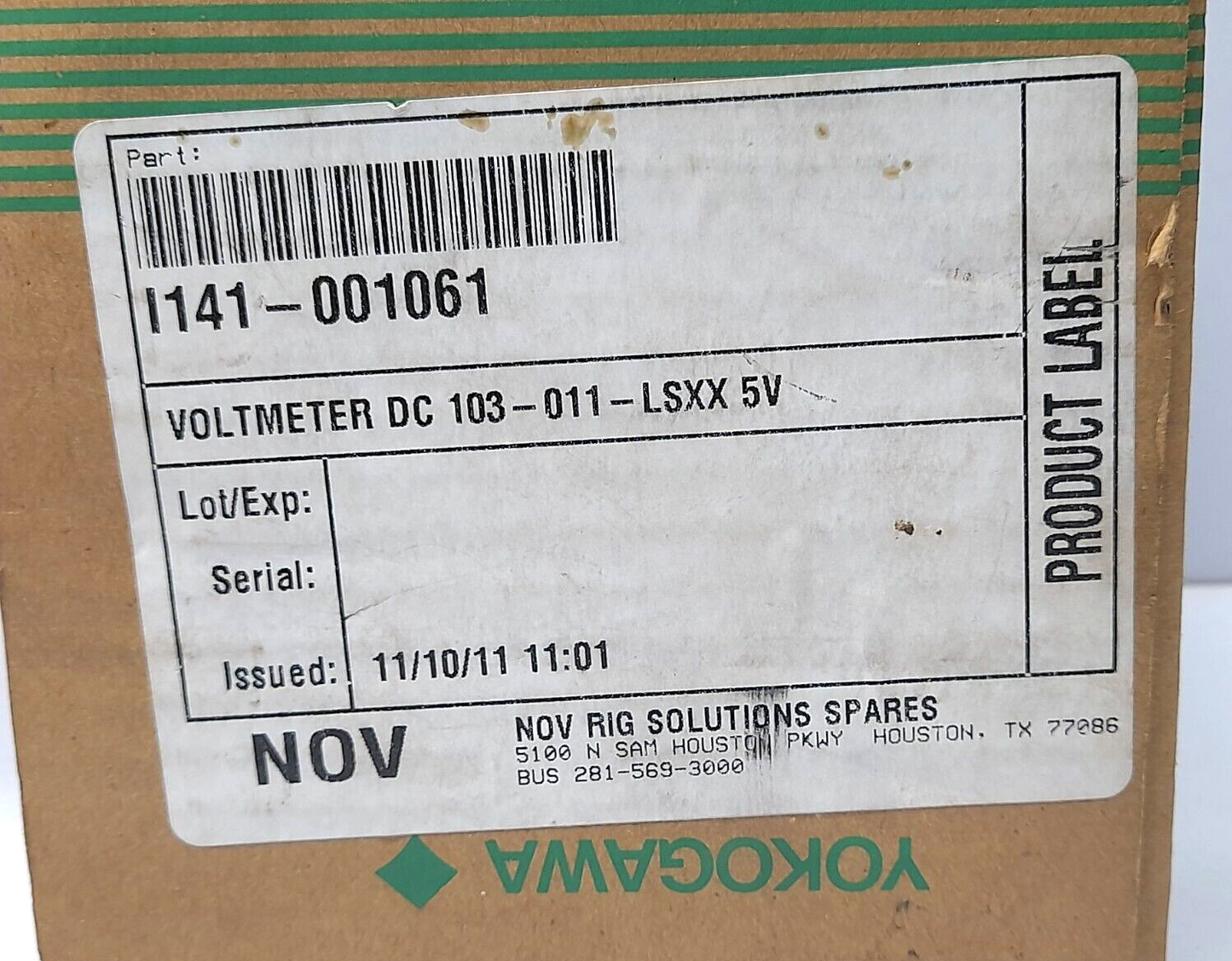 Yokogawa NOV IPS I141-001061 Voltmeter DC 103-011-LSXX Scaled 0-1000 Volts DC