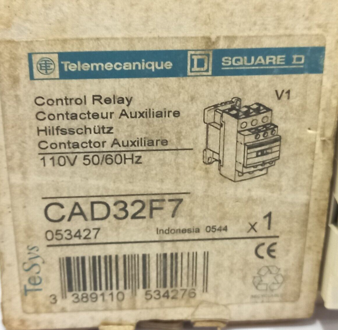 Telemecanique CAD32F7 Control Relay 110V 50/60Hz Square D