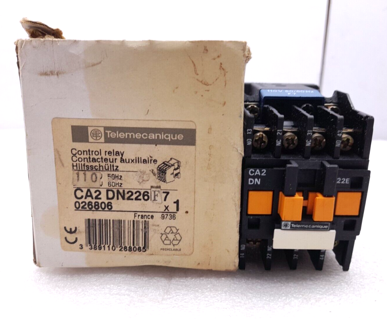 Telemecanique CA2 DN226F7 Control Relay F7 110V 50/60Hz CA2 DN CA2DN226 Ith 10A