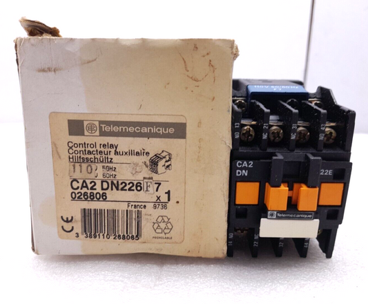 Telemecanique CA2 DN226F7 Control Relay F7 110V 50/60Hz CA2 DN CA2DN226 Ith 10A