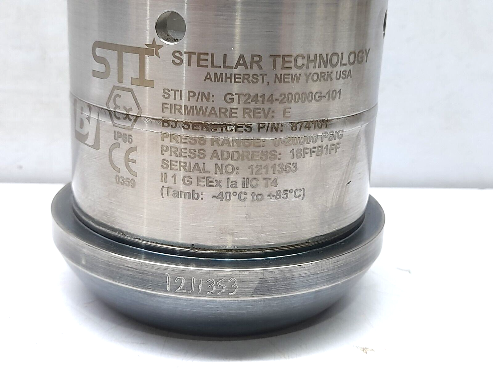 STI Stellar Technology GT2414-20000G-101 Pressure Transducer Firmware Rev E