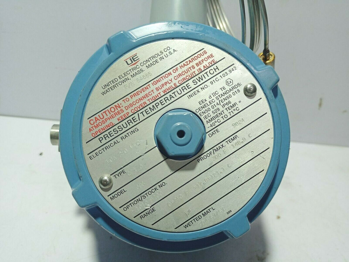 United Electric 84665 QF120 6BS Temperature Switch Range 0-250F Proof 300F 