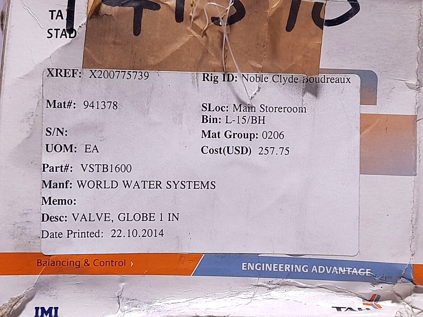 Victaulic V-010-787-CBV 1” Balancing Valve TA 52 167-525 PN20 150 1 DN25