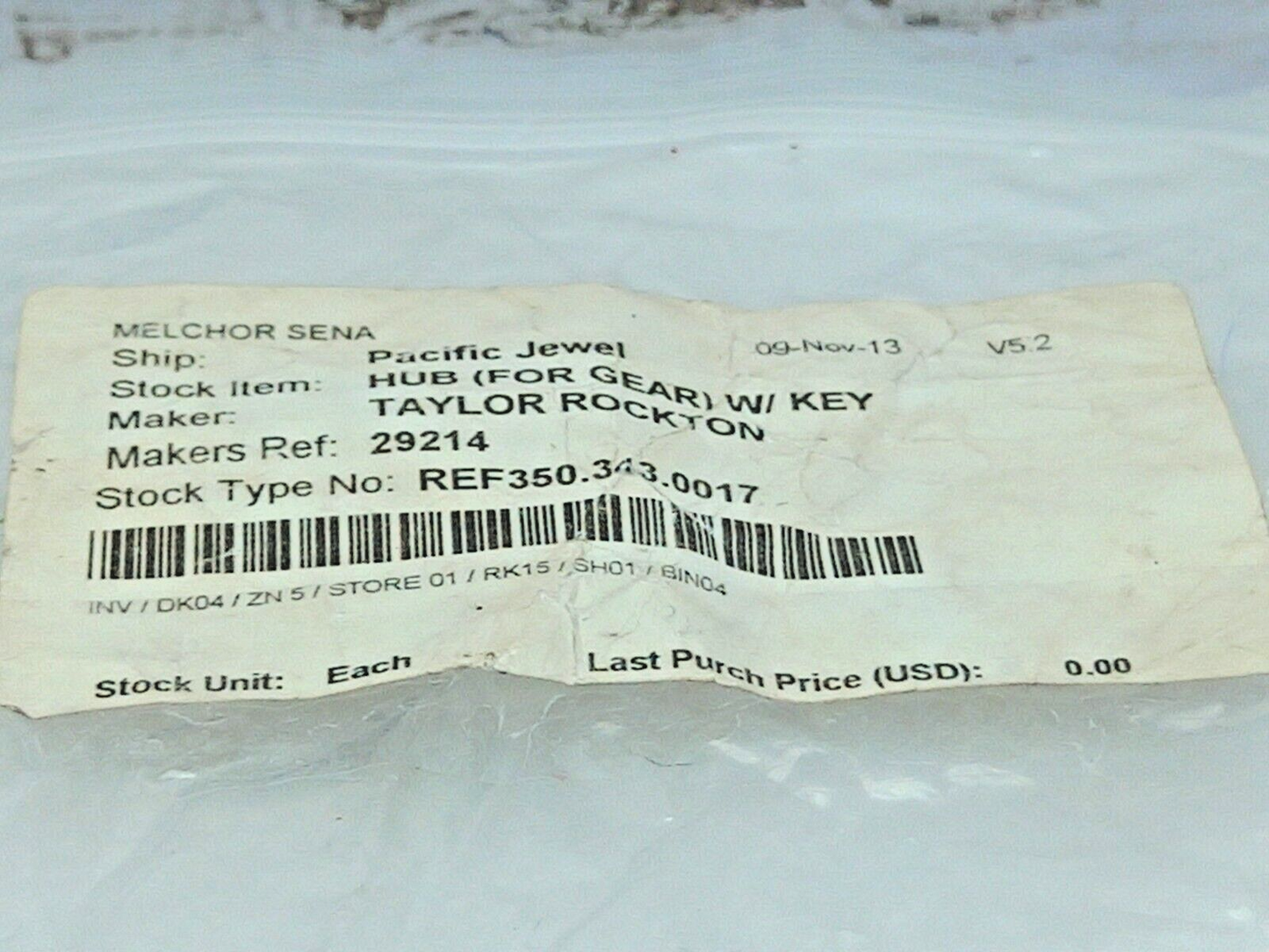 Taylor Rockton 29214 Hub (For Gear) W/Key