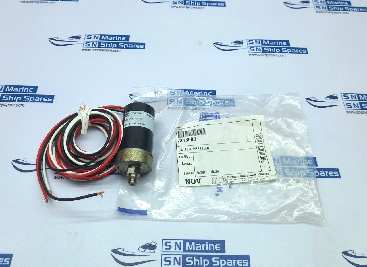 Whiteman P95-3-52L72 Pressure Switch 5A 250Vac Max Press 4000 NOV 78118900 (1)