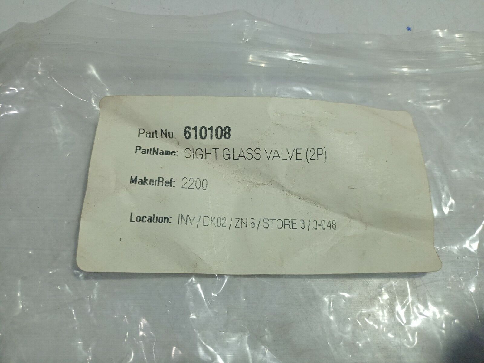 610108 Sight Glass Valve 2P BGV