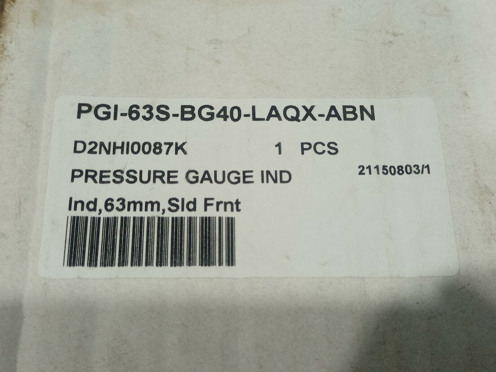 Swagelok PGI-63S-BG40-LAQX-ABN D2NHI0087K Pressure Gauge IND PGI63SBG40LAQXA