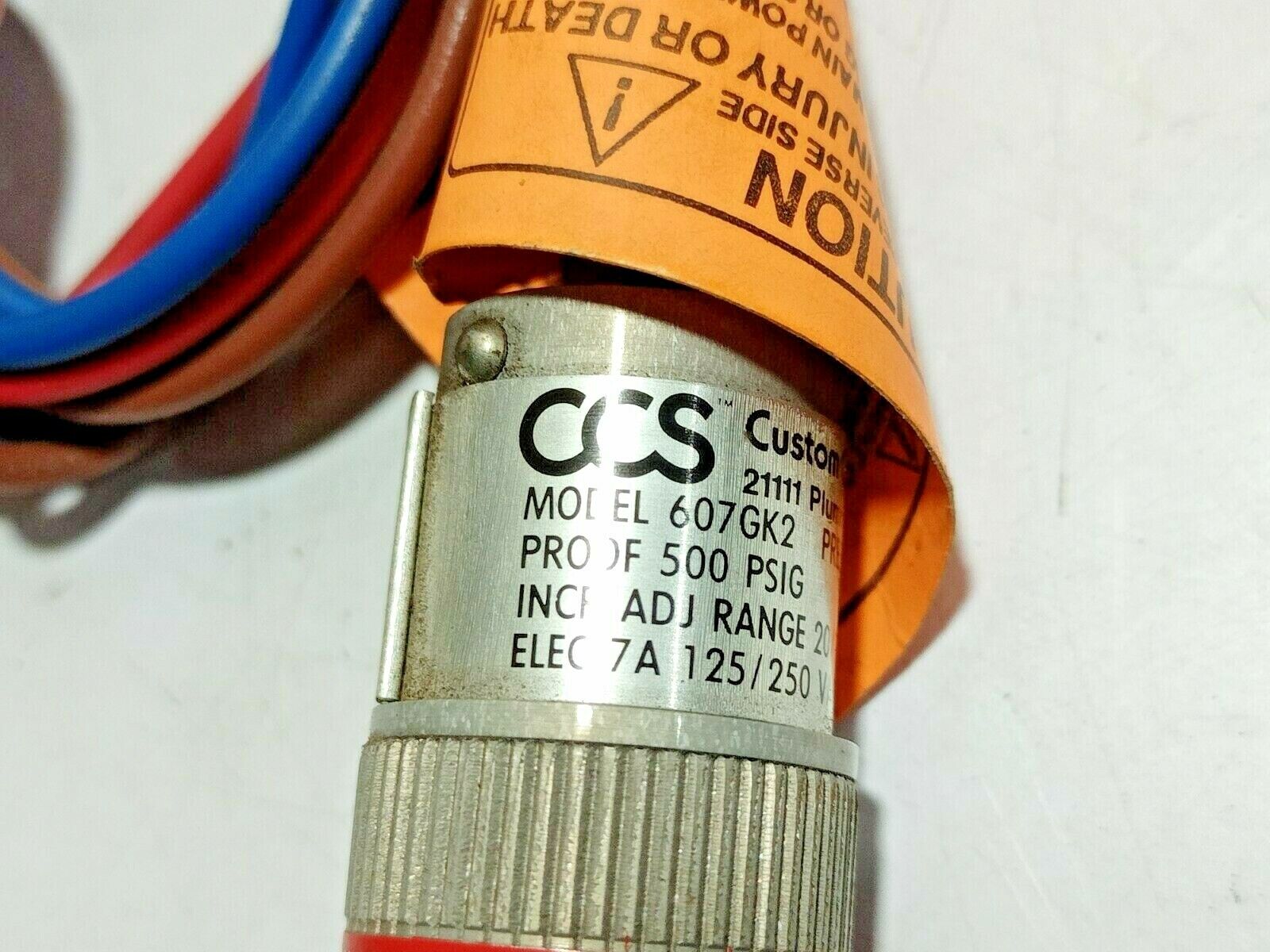 CSS Custom Control System 607GK2 Pressure Switch Proof 500 PSIG 