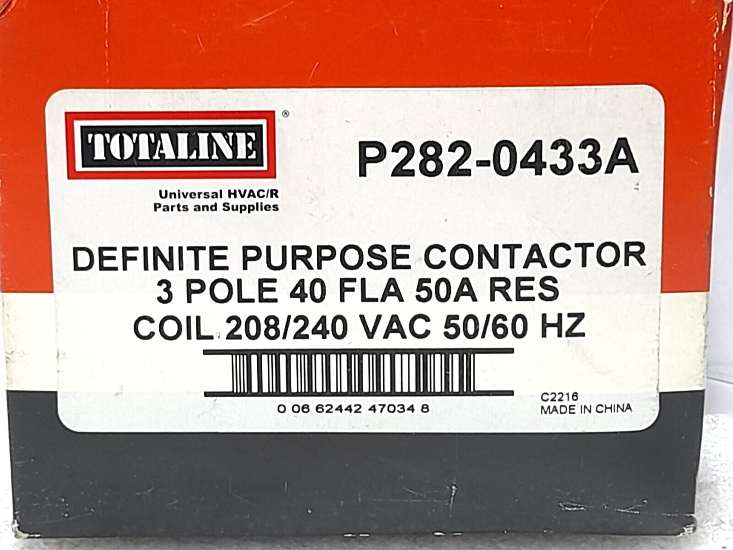 Totaline P282-0433A Definite Purpose Contactor 3P 208/240VAC 50/60Hz 40FLA 50A R