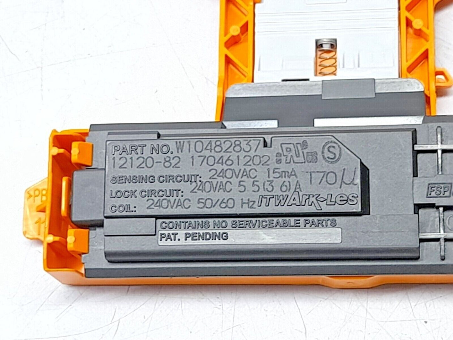 Whirlpool W1048283 Latch LID Lock Assembly Sensing Circuit 240VAC 15mA Coil 240V
