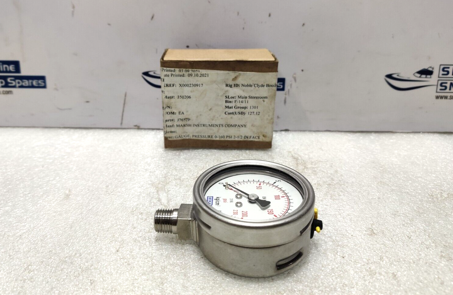 Wikai 232.50.063 Pressure Gauge 0-160Psi 1/4NPT Marsh J7652P