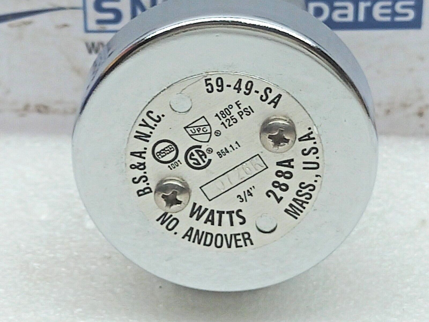 WATTS 288A Vacuum Breaker ¾ 125PSI 180F 59-49-SA Hobart 277112 0726R