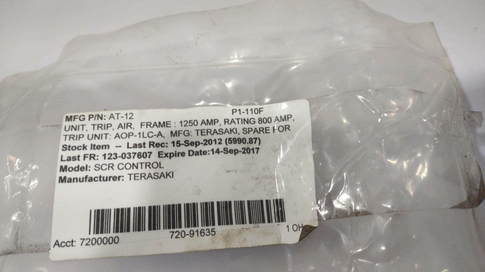 Terasaki AOP-1LA-A Over Current Trip AOP1LAA