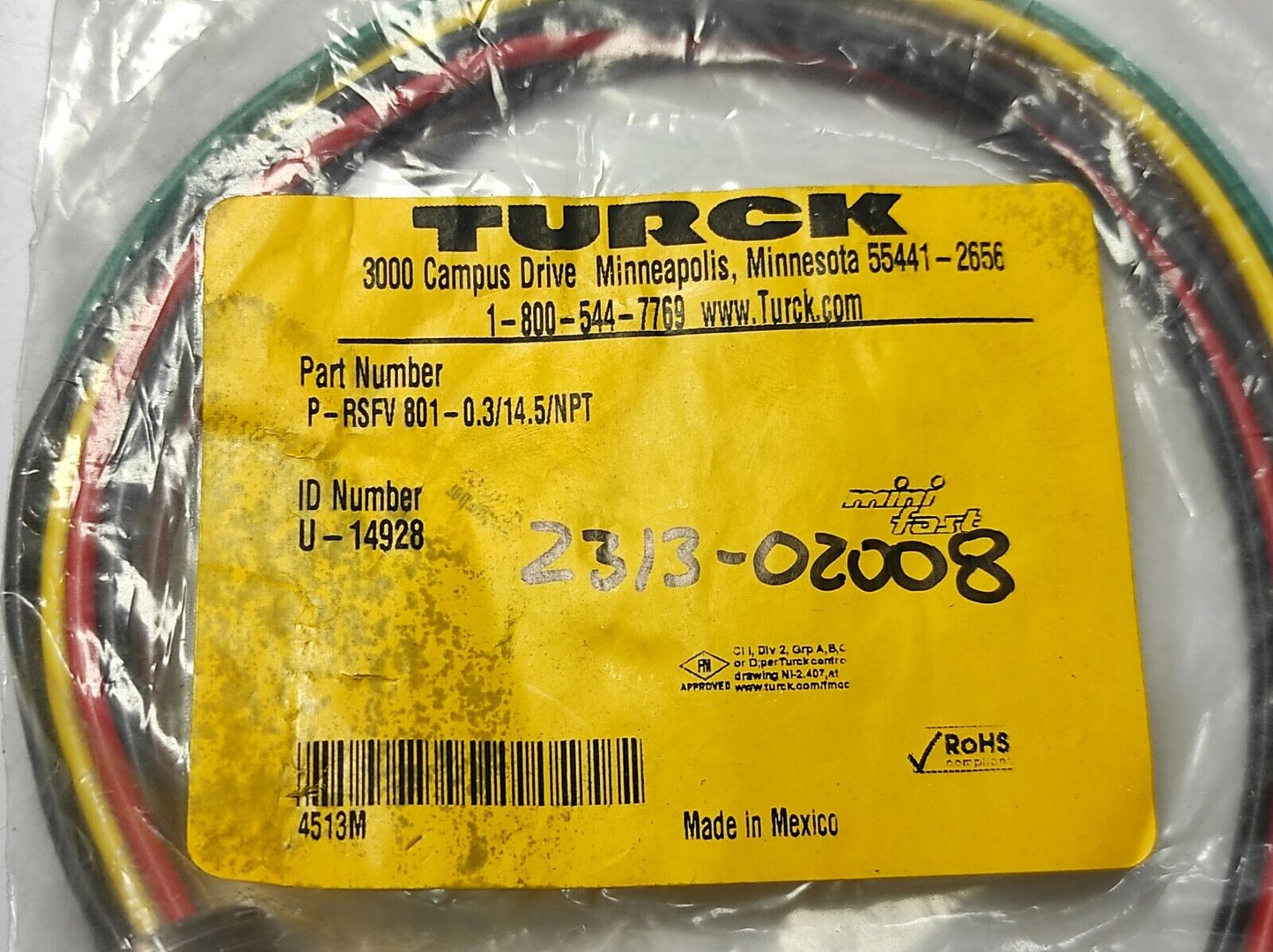 Turck P-RSFV 801-0.3/14.5/NPT Connector U-14928