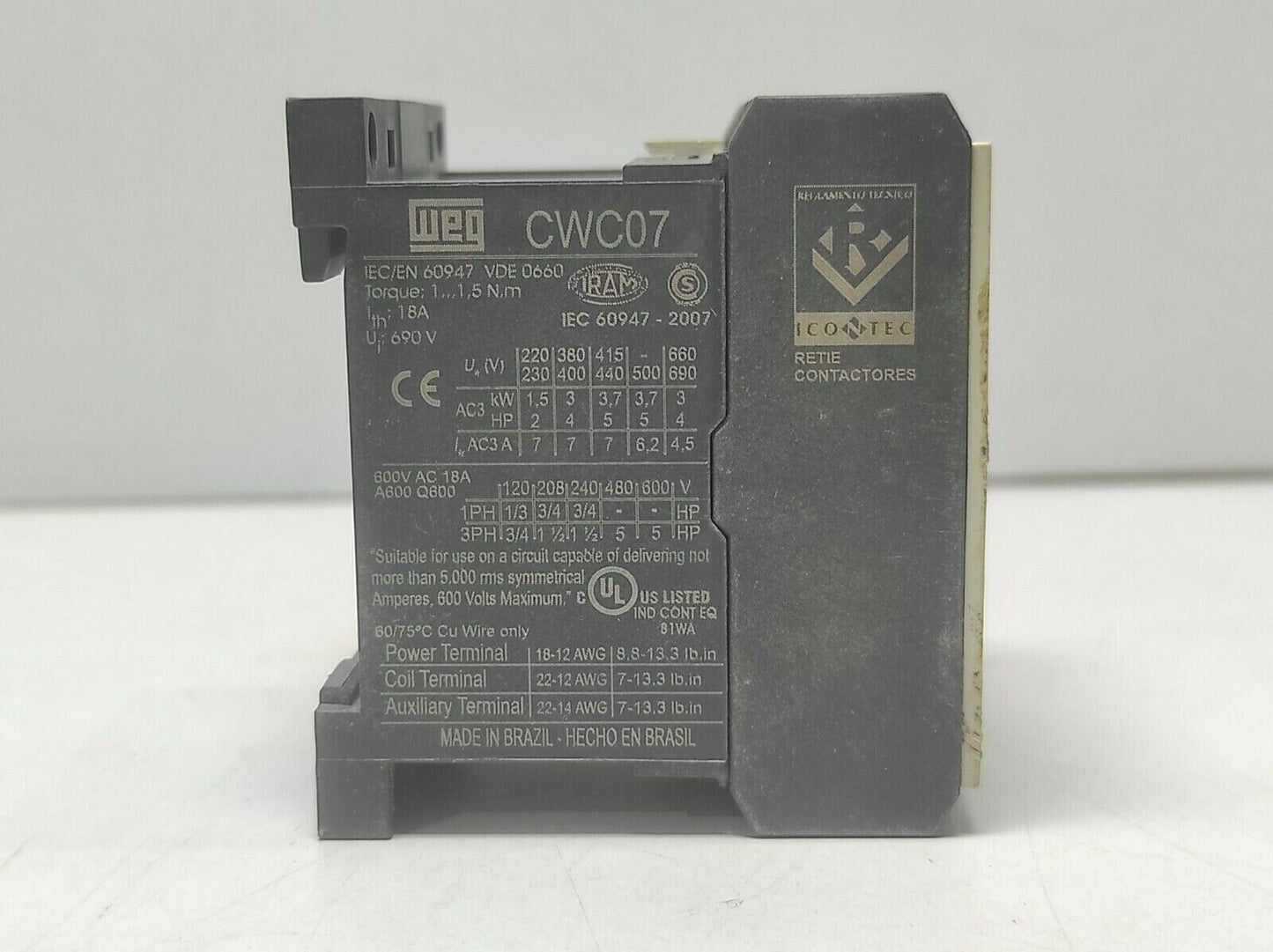 Weg CWC07-10-30V18 Mini Contactor CWC071030V18