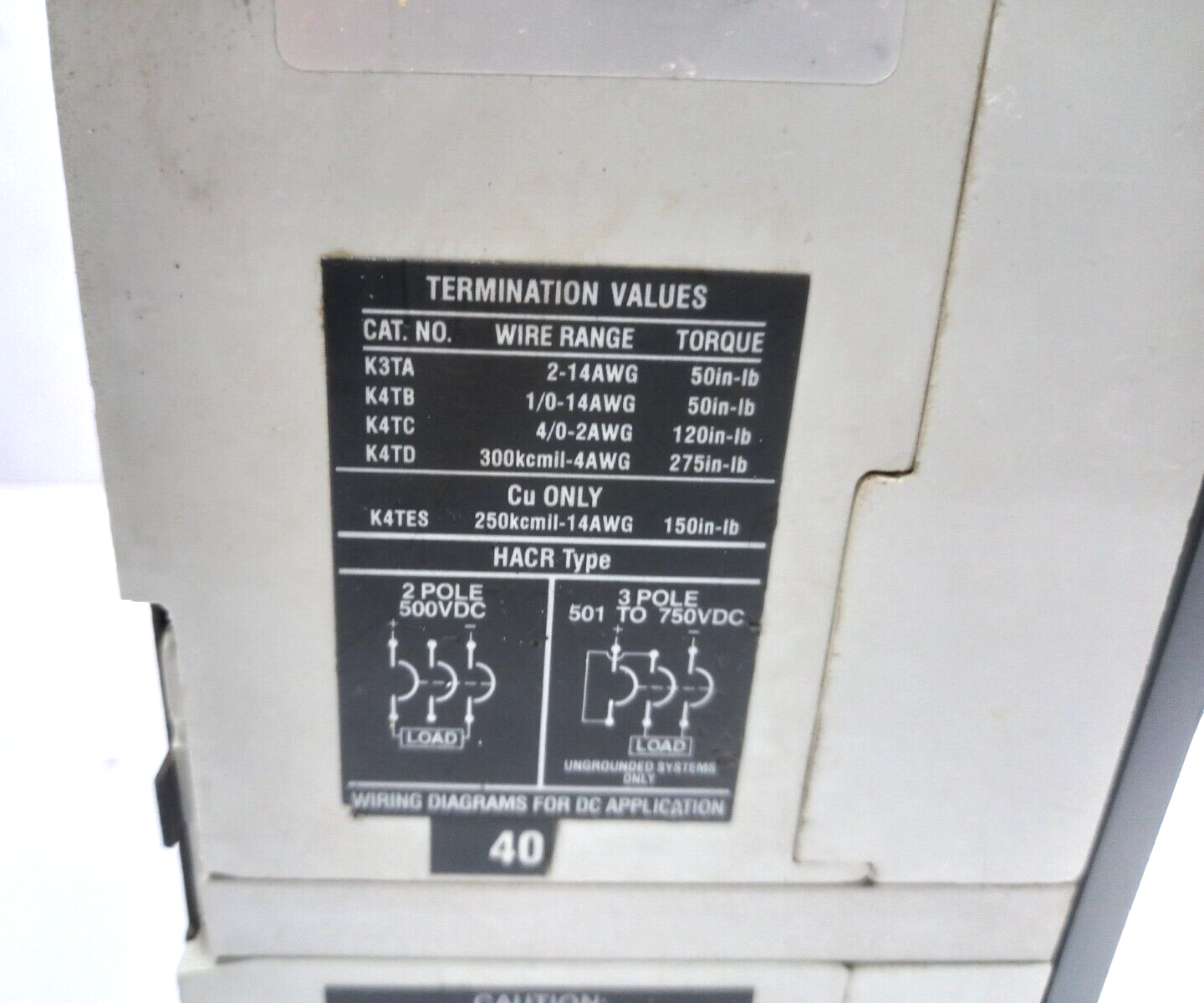 ABB S3H Circuit Breaker 40A 600VAC 600VDC 3 Pole